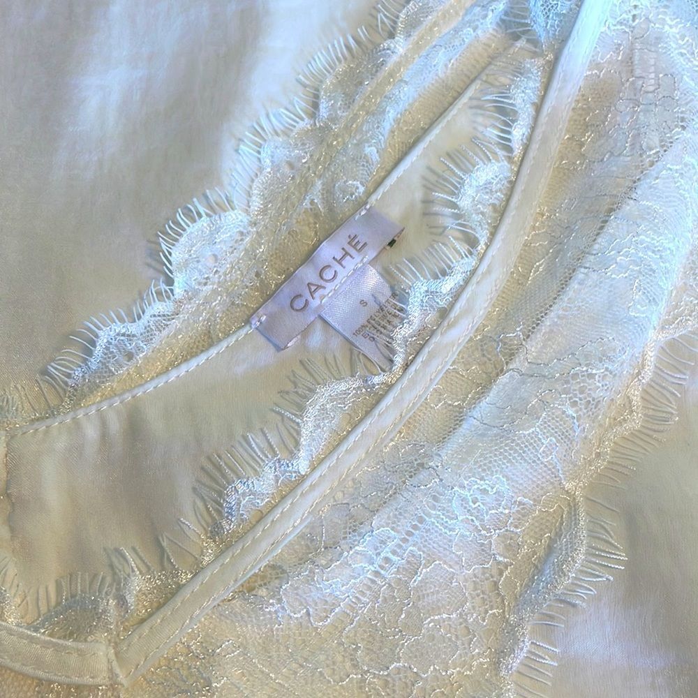 Cache Soft Stretch Satin Lace Butter Soft Top, Si… - image 3